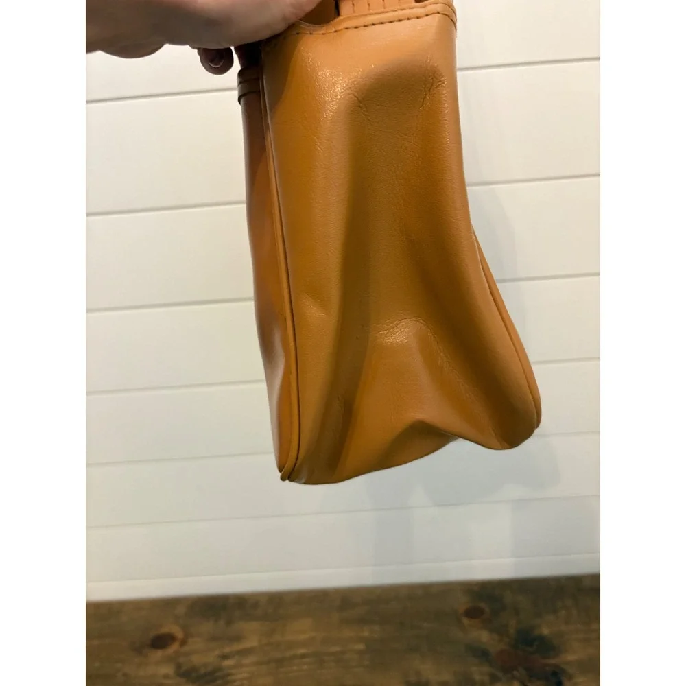 Vintage Brown Faux Leather Satchel‎ Crossbody Bag With Buckle Detail